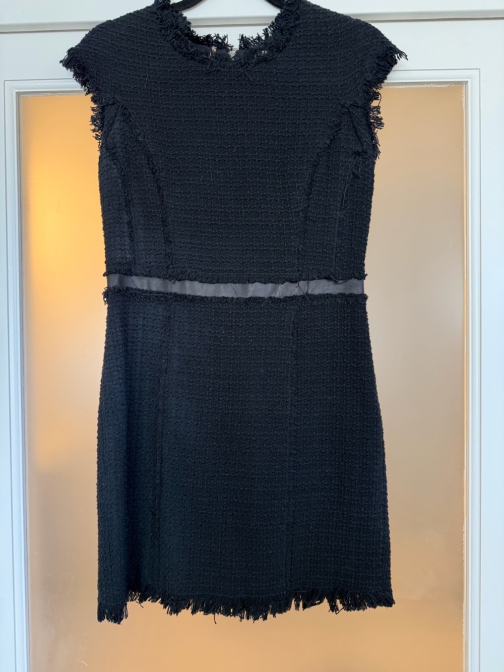 Rebecca Taylor Black Fringe Tweed Mini Dress